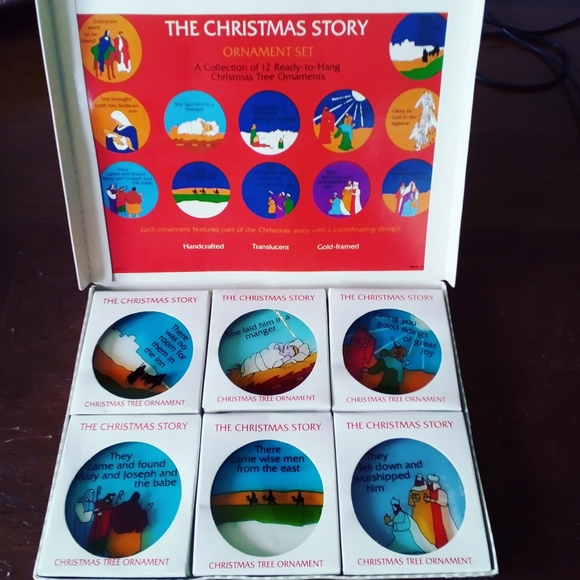 Vintage? The Christmas Story 12 PC Ornament Set Handcrafted/Translucent/Goldtone - Picture 1 of 6